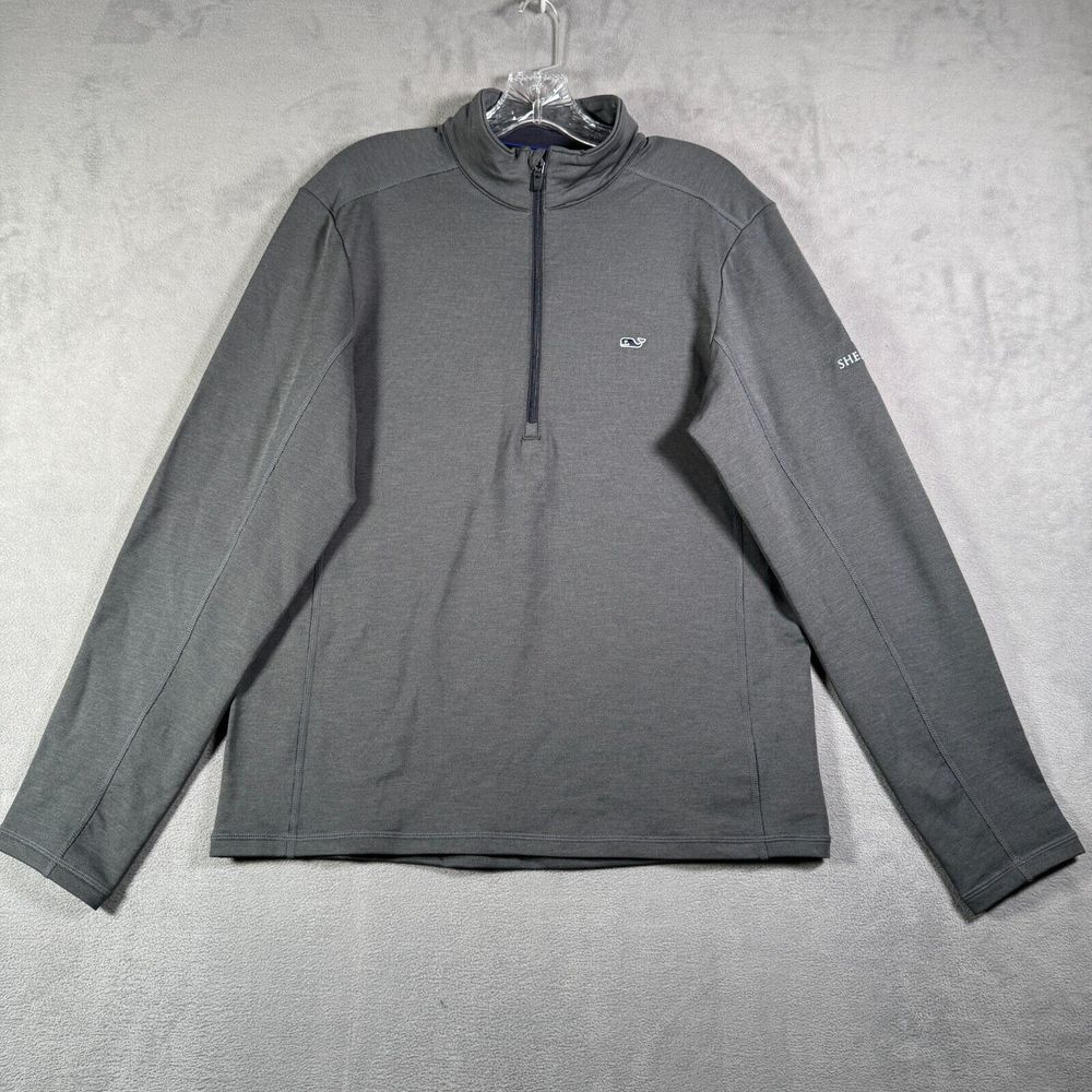 Jim Nantz Vineyard Vines 1/4‎ Zip Sweater Mens S Gray Pullover Performance Golf